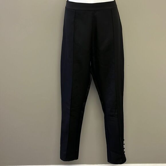 Pretty Little Thing Black Silky Side Zip Pants- Size 6 - Picture 1 of 15
